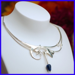 Silver necklace with Sodalite