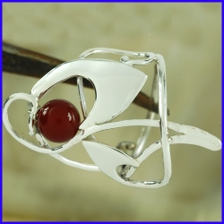 Silver ring and a carnelian